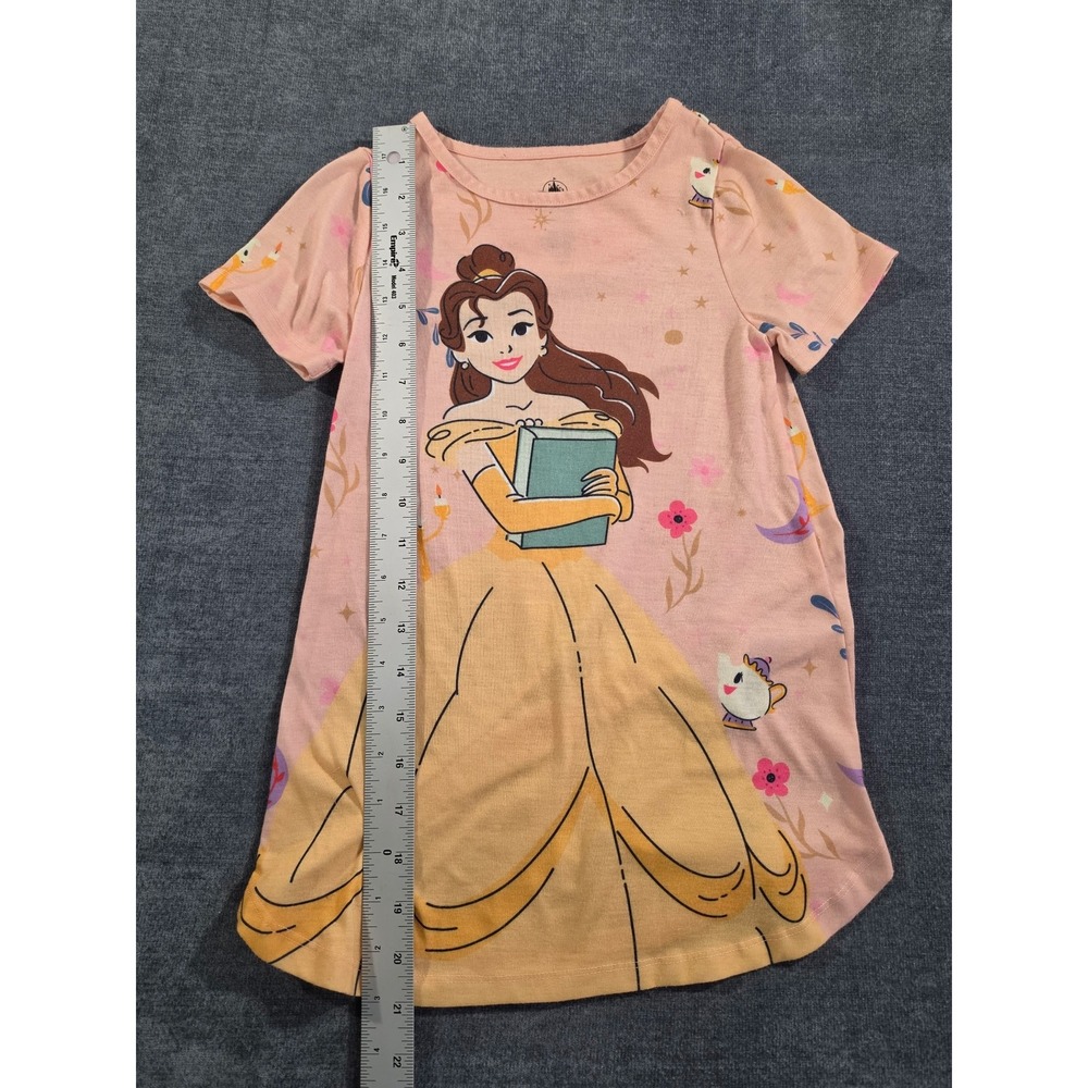 Disney Princess Belle Pink Nightgown Beauty and the Beast Sleep Dress Girls 4 - Picture 3 of 5
